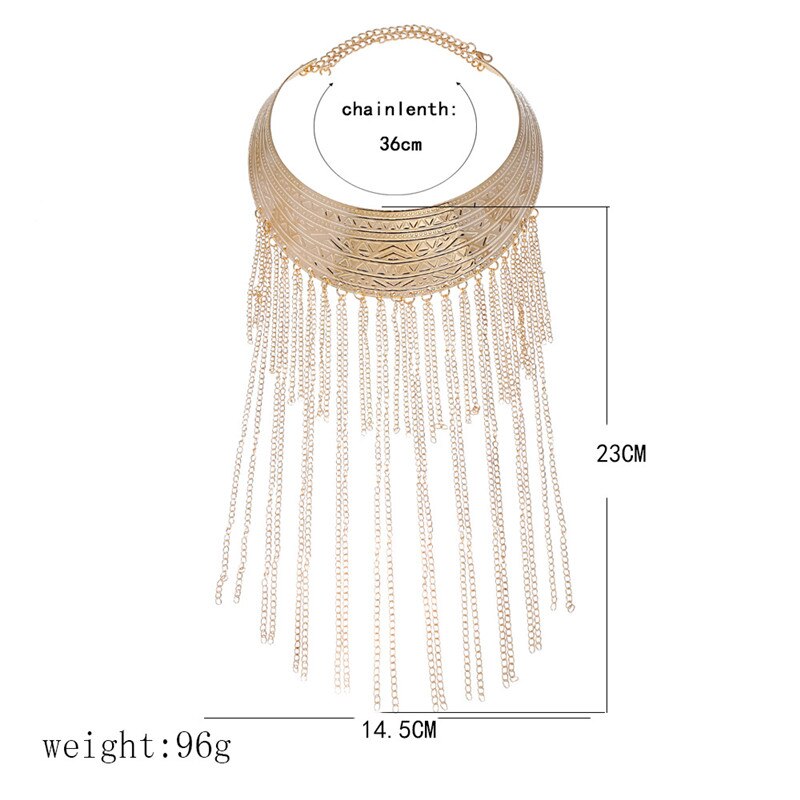 Liuxsp Matel Tassel Necklace For Women Geometic Vintage Statement Choker Necklace Boho Bohemian Style Female Jewelry