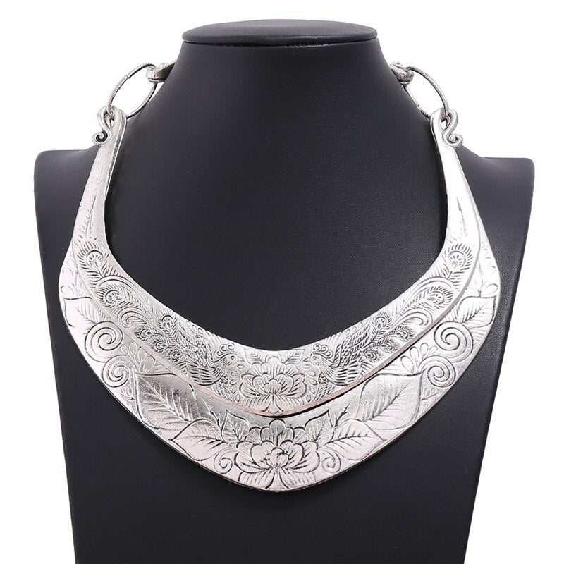 Liuxsp Vintage Statement Choker Necklace Bohemian Style Female Jewelry Torque Necklace For Women