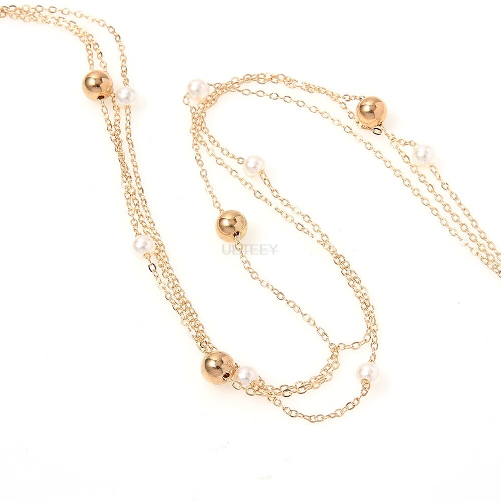 Liwore  Pearl Chain Necklace For Women  Multilayer Golden Beaded Necklace 2021 Trend Jewelry