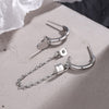 Lock Stud Earrings For Women 925 Stamp Silver Color Piercing Ear Long Earring Wedding Designer  Jewelry Christmas