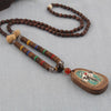 Lodisney Buddha Toem Necklace Vintage Ethnic Elephant Necklace Coconut Shell Beads Necklace Wood Beads Necklace Jewelry