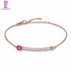 Lohaspie Diamond-Jewelry Natural Gemstone Ruby 18K Rose Gold Adjustable Arrows Bracelet Fine Fashion Stone Jewelry Engagement