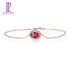 Lohaspie Solid 18K Rose Gold 1.20ct Natural Gemstone Rubellite & Diamonds Bracelet For Women Fine Diamond-Jewelry 7.5 Inches