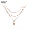 Lokaer Bohemia Titanium Stainless Steel Three-layer Round Ball Choker Necklaces Jewelry Pendant Chain Necklace For Women N19081