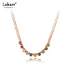 Lokaer Bohemia Stainless Steel Colorful CZ Crystal Choker Necklace Beach Jewelry Pendant Chain Necklace For Women N20222