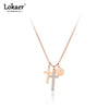 Lokaer Goth Titanium Stainless Steel Rhinestone Cross Choker Necklaces For Women Trendy Charm Pendant Necklace Цепочка N21089