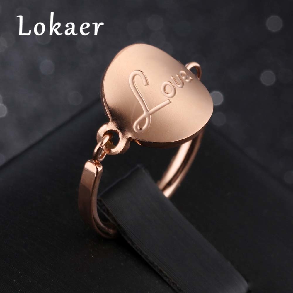 Original Design Fashion Large Round Tag Love Ring Titanium Steel Rose Gold Color Female Ring Jewelry Dropshipping LGJ576