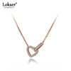 Lokaer Original Design Titanium Stainless Steel Heart Choker Necklaces Romantic Rhinestone Pendant Necklace For Women N20015