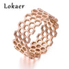 Original Design Titanium Steel Hollow Hexagonal Geometric Ring Rose Gold Color Trendy Rings Jewelry For Women R171430333R