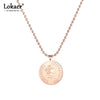 Lokaer Rose Gold Color Round Coin Pendant Necklace for Women Simple Portrait Charm Necklace Dainty Gifts N18236
