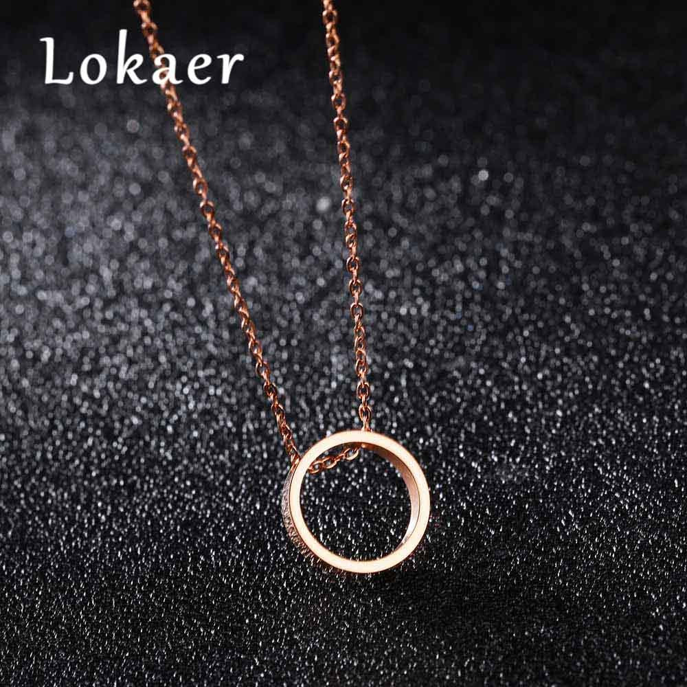 Simple Temperament Models Round Titanium Steel Pendant Necklace Female Fine Jewelry Choker Necklace Birthd Gift LGX1262