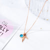 Lokaer Stainless Steel Blue Crystal Fishtail Pendant Necklaces Rose Gold Charm Choker Necklace For Women Girls N17089