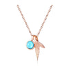 Lokaer Stainless Steel Blue Crystal Fishtail Pendant Necklaces Rose Gold Charm Choker Necklace For Women Girls N17089