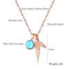 Lokaer Stainless Steel Blue Crystal Fishtail Pendant Necklaces Rose Gold Charm Choker Necklace For Women Girls N17089