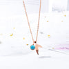 Lokaer Stainless Steel Blue Crystal Fishtail Pendant Necklaces Rose Gold Charm Choker Necklace For Women Girls N17089