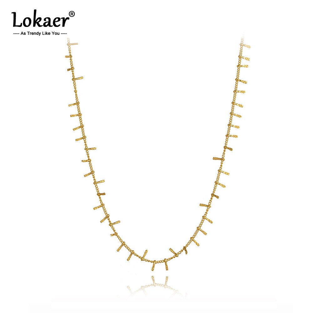 Lokaer Titanium Stainless Steel Vintage Ethnic Charm Choker Necklaces Office Style Pendant Chain Necklace For Women Girls N20125