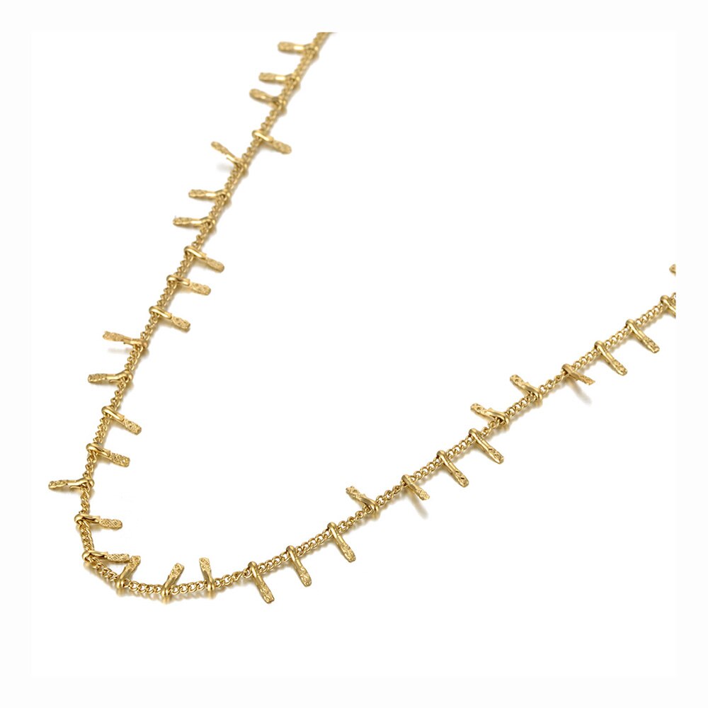 Lokaer Titanium Stainless Steel Vintage Ethnic Charm Choker Necklaces Office Style Pendant Chain Necklace For Women Girls N20125