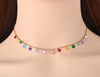 Lokaer Trendy Bohemia Stainless Steel Colorful CZ Crystal Choker Necklace Beach Jewelry Pendant Chain Necklace For Women N19125