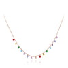 Lokaer Trendy Bohemia Stainless Steel Colorful CZ Crystal Choker Necklace Beach Jewelry Pendant Chain Necklace For Women N19125