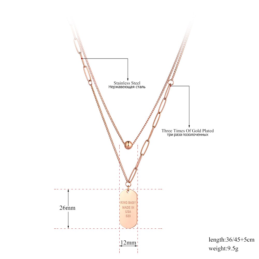 Lokaer Trendy Bohemia Stainless Steel Double Chain Oval Tag Choker Necklace Hiphop/Rock Jewelry For Women Collier Femme N21067