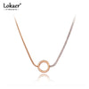 Lokaer Trendy Bohemia Titanium Stainless Steel CZ Crystal Chain Choker Necklace Beach Circle Pendant Necklace For Women N20080
