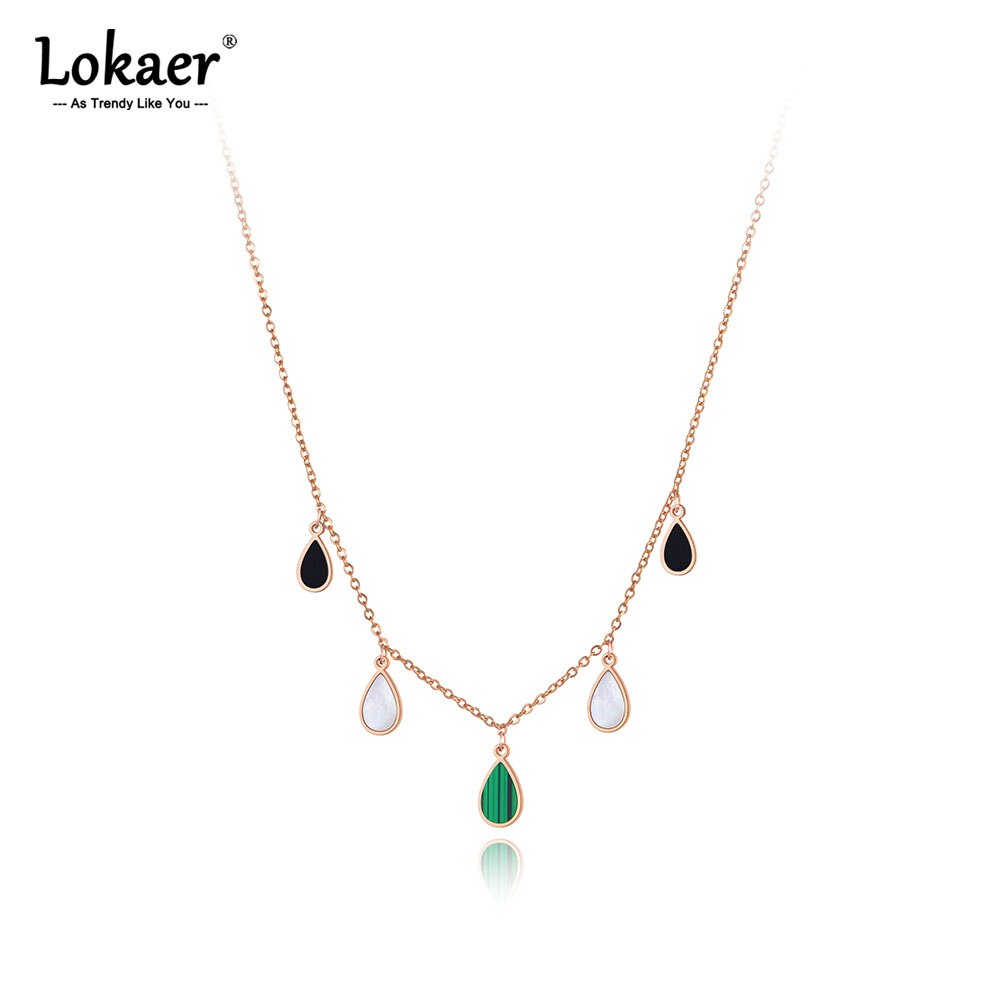 Lokaer Trendy Colorful Acrylic & Shell Charm Pendant Necklace For Women Stainless Steel Bohemia Party Necklace Jewelry N21097