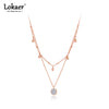 Lokaer Trendy Stainless Steel Double-layer Rhinestone Charm Choker Necklace Bohemia Beach Party Pendant Necklace For Girl N20226