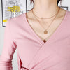 Lokaer Trendy Stainless Steel Double-layer Small Round Bead Chain Glossy Round Pendant Clavicle Necklace For Women Girls N17092