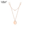 Lokaer Trendy Stainless Steel Double-layer Small Round Bead Chain Glossy Round Pendant Clavicle Necklace For Women Girls N17092