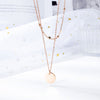 Lokaer Trendy Stainless Steel Double-layer Small Round Bead Chain Glossy Round Pendant Clavicle Necklace For Women Girls N17092