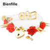 Lolita Cute Girl 100% Hand Crafted  Gold Spiked Lock Heart Collar With Key Rose Flowers Spikes Choker Transparent Necklace
