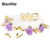 Lolita Cute Girl 100% Hand Crafted  Gold Spiked Lock Heart Collar With Key Rose Flowers Spikes Choker Transparent Necklace
