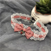 Lolita Lace Strawberry Necklace Plaid Bow Necklace