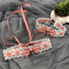 Lolita Lace Strawberry Necklace Plaid Bow Necklace