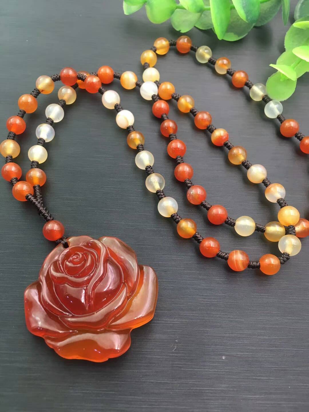 Long Beads Winter Sweater Chain Flower Natural Jade Gmestone Pendant Necklace Women Mens Lucky Jewelry Gift Wholesale