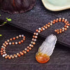 Long Beads Winter Sweater Chain Flower Natural Jade Gmestone Pendant Necklace Women Mens Lucky Jewelry Gift Wholesale