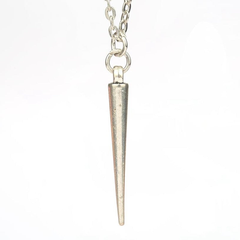 Long Chain Necklace Silver 1pcs Antique Silver Long Spike Pendant Necklaces Pendants For Womens Necklaces Jewelry 60cm S8651