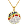 Long Chain Rainbow Necklaces For Women LGBT Jewelry Stainless Steel Gold Plate Clear Rhinestones Party Pendent Necklace Gifts