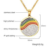 Long Chain Rainbow Necklaces For Women LGBT Jewelry Stainless Steel Gold Plate Clear Rhinestones Party Pendent Necklace Gifts