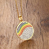 Long Chain Rainbow Necklaces For Women LGBT Jewelry Stainless Steel Gold Plate Clear Rhinestones Party Pendent Necklace Gifts