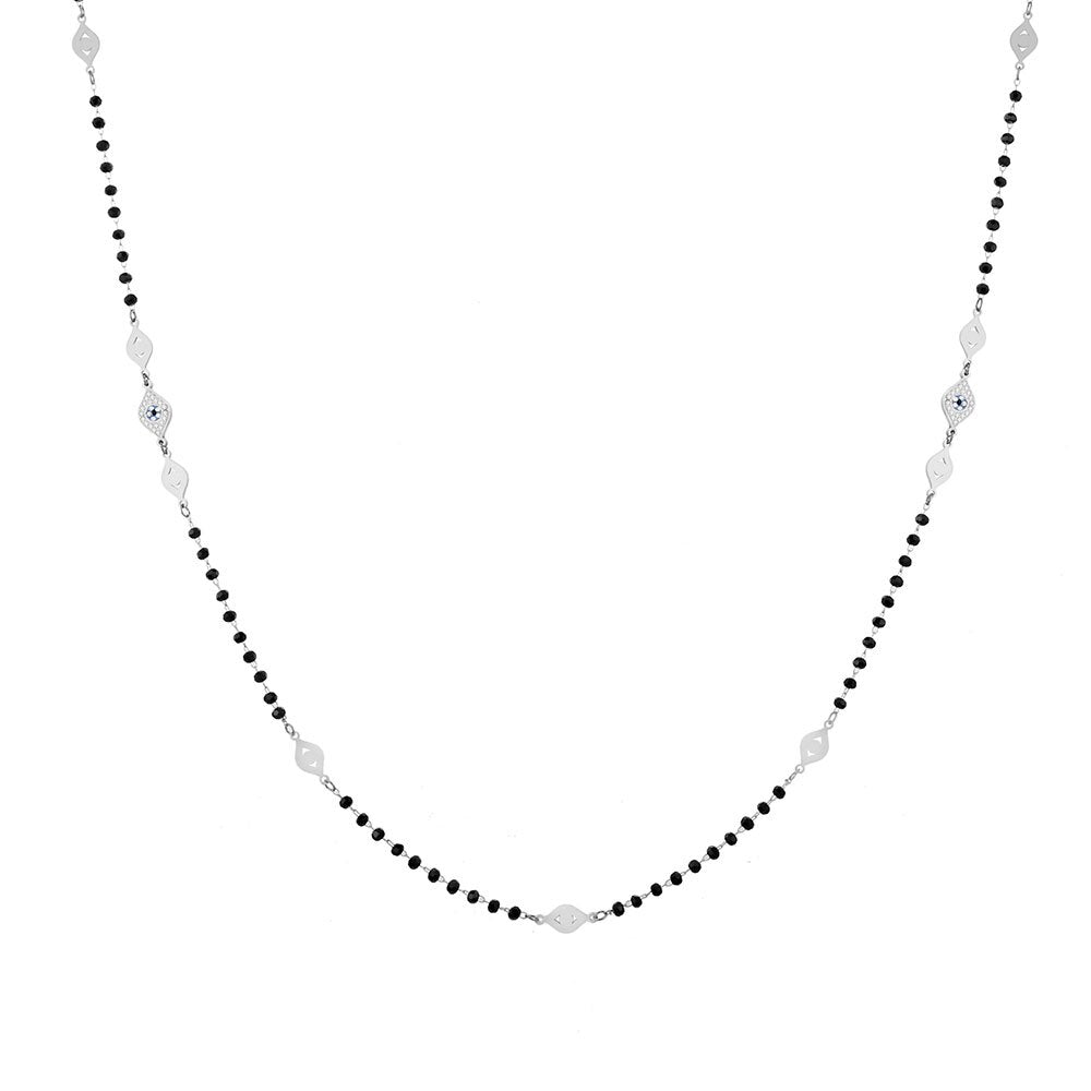 Long Crystal Evil Eye Charms Beaded Necklace For Women Exquisite Gold Silver Color Sweater Necklace Seaside Jewelry Gift