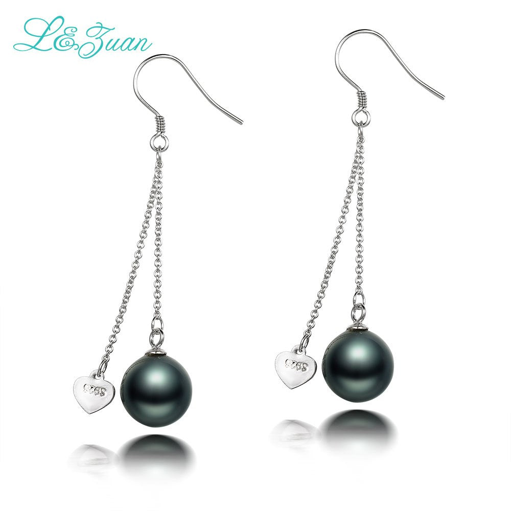Long Elegant Heart-shaped 925 Silver Round Seashell pearl Elegant and Colorful Design Earring For Women Trendy Classic Gift