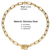 Long Lasso Design Stainless Steel Thick Parper Clip Chain Necklaces For Women Men Gold Color Square Necklace Chain Choker