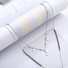 Long Link Chain Stainless Steel Necklace For Woman Silver Color Moon Star Leaf Love Heart Pendant Black Beads Necklace Jewelry