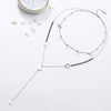 Long Link Chain Stainless Steel Necklace For Woman Silver Color Moon Star Leaf Love Heart Pendant Black Beads Necklace Jewelry
