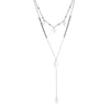 Long Link Chain Stainless Steel Necklace For Woman Silver Color Moon Star Leaf Love Heart Pendant Black Beads Necklace Jewelry