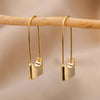 Long Lock Stud Earrings for Women Gold Plated Stainless Steel Earrings 2023 Trend Wedding Jewelry Christmas Gifts pendientes