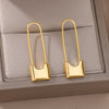 Long Lock Stud Earrings for Women Gold Plated Stainless Steel Earrings 2023 Trend Wedding Jewelry Christmas Gifts pendientes