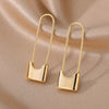 Long Lock Stud Earrings for Women Gold Plated Stainless Steel Earrings 2023 Trend Wedding Jewelry Christmas Gifts pendientes