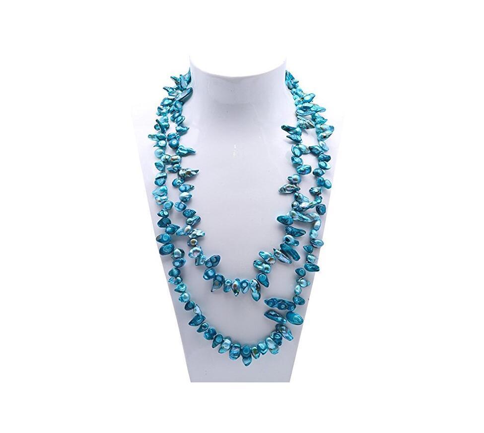 Long Pearl Necklace Teeth-shaped Pearl Necklace Multicolor Endless Long Sweater Baroque Pearl Necklace 32 Inches